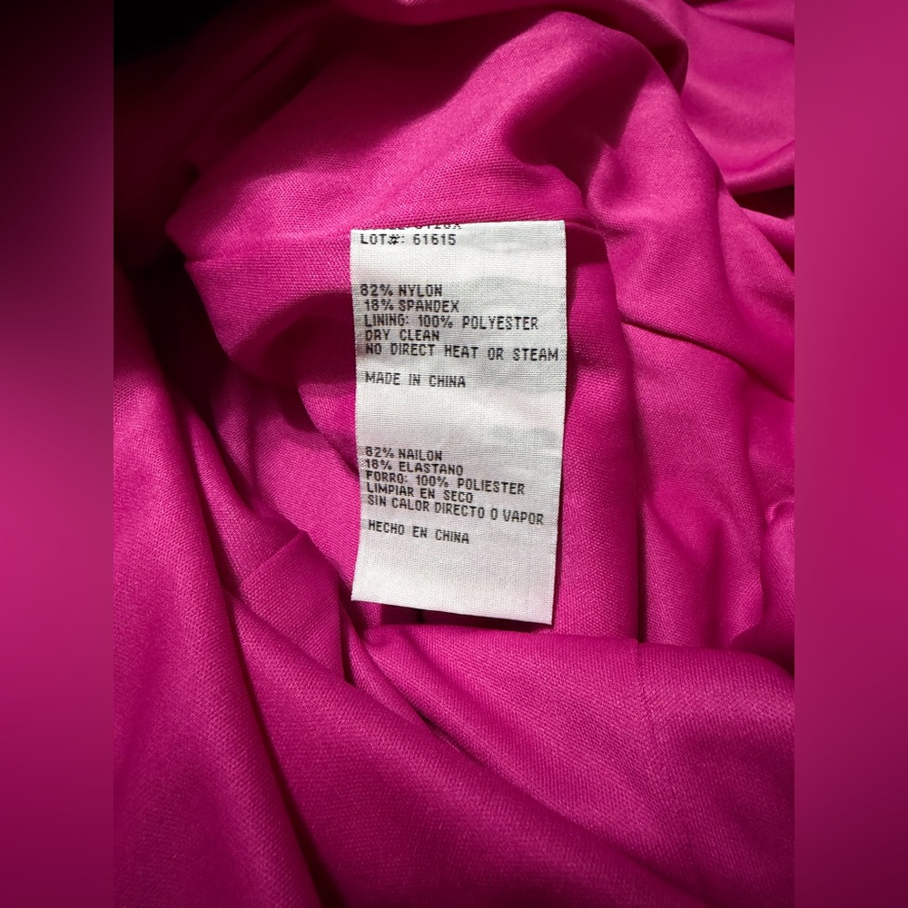NWT Xscape Evenings Sz 8 Hot Pink Ruched Strapless Maxi Gown Dress Formal $288 - Picture 7 of 8